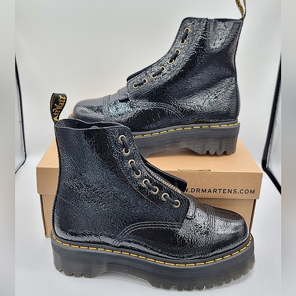 Dr. Martens Shoes - Dr. Martens Sinclair Distressed Patent Boots Size 10 Women Size 8 Men New In Box